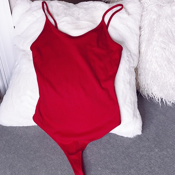Forever 21 Red Ribbed Thong Bodysuit - Picture 2 of 4